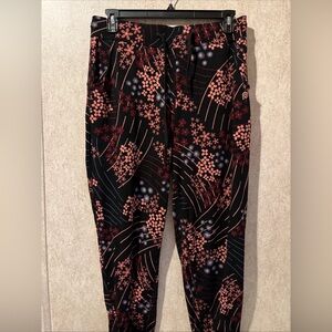 Pop Fit Floral Patterned Black maroon Jeggings lounge pants Joggers plus 2x